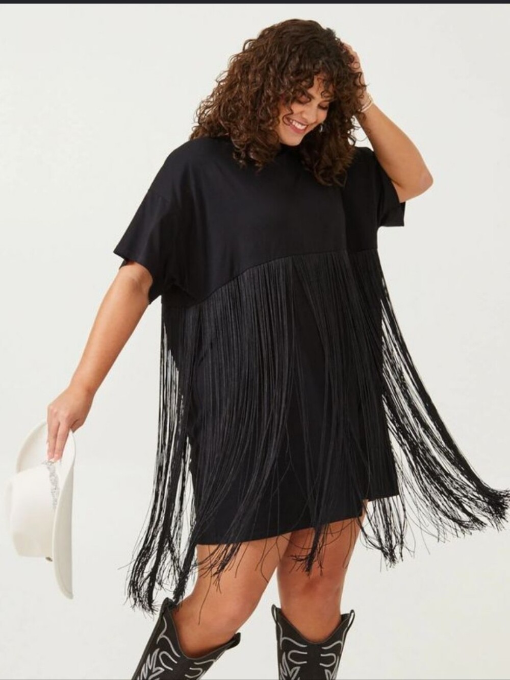 Arula Fringe Dress XL Black Western Glam Boho Festival Rodeo NWT Statement Piece - Picture 3 of 12